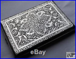 Fine Antique Persian Islamic Solid Silver Cigarette Case Heavy 170g, 6oz