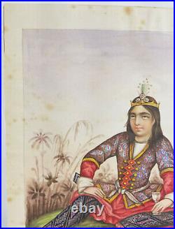 Fine Antique Persian Middle Eastern Watercolor Portrait Miniature Painting