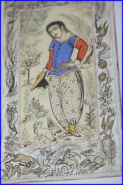Fine Antique Persian Qajar Princess Painting Garden Middle Eastern Islamic Art