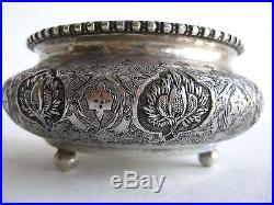 Fine Antique Persian Safavid Isfahan Sterling Silver Footed Bowl 150g