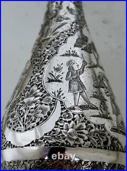 Fine Antique Persian Style Qajar Middle Eastern Islamic Solid Silver Vases 250g
