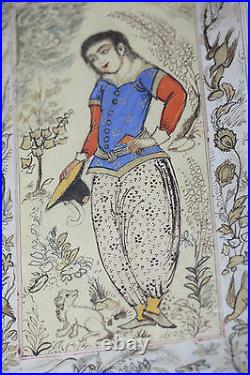 Fine Antique Persis Qajar Princess Painting Garden Middle Eastern Islamic Art