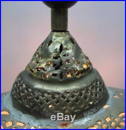 Fine Antique SYRIAN PERSIAN Hand-Hammered Brass Lamp with Fringe Shade c. 1930