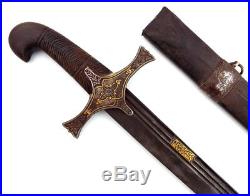 Fine Quality Russian Or Turkish Shamshir Kilij Sword Gold Inlaid Chiseled Steel
