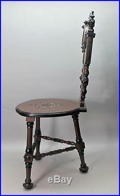 Fine Vintage PERSIAN SYRIAN Carved & Inlaid Side Chairs c. 1950s antique