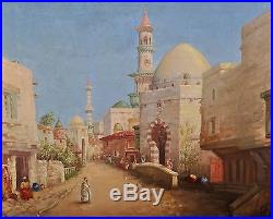 Fine antique Orientalist Arab Middle Eastern Islamic oil on canvas painting