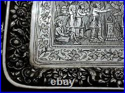Finest Antique 19th C Persian Style Middle Eastern Islamic Solid Silver Dish
