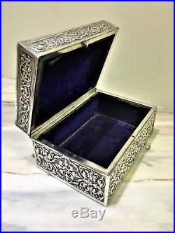 Finest antique indian persian islamic middle eastern burmese solid silver box