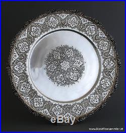 Finest islamic persian silver tray finely engraved 84 signed top condition