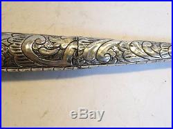Good Antique Turkish Ottoman All Silver Kard Dagger With Garnet Good Blade 1870