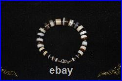 Genuine Ancient Middle Eastern Yemeni Banded Agate Dzi Stone Bead Bracelet