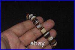 Genuine Ancient Middle Eastern Yemeni Banded Agate Dzi Stone Bead Bracelet