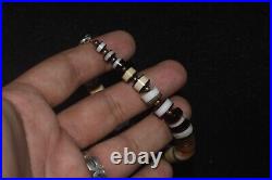 Genuine Ancient Middle Eastern Yemeni Banded Agate Dzi Stone Bead Bracelet