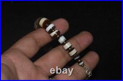 Genuine Ancient Middle Eastern Yemeni Banded Agate Dzi Stone Bead Bracelet