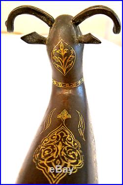 Gold Islamic Antique Persian Qajar All Iron Deer Decoration Figure No Shamshir