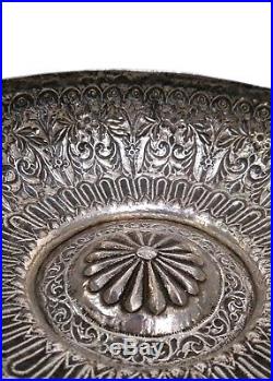 Good Antique Ottoman Silver Hammam Bowl, Repousse, Omphalos, Early-mid 19th C
