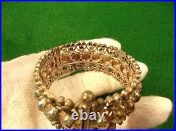 Gorgeous Old Vtg Antique Pair Of Sterling Silver Middle Eastern Tribal Bangles