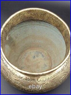 HEBRAIQUE Brass Bowl Pot HANDMADE Engraved Etched Antique Middle Eastern