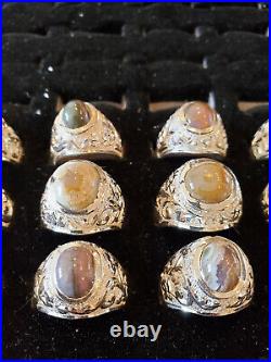 Hand made empowered rings from hand selected gobi agate extreemly rare