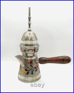 Handmade Islamic copper coffee pot with inlaid mother of pearl pieces