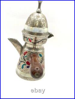 Handmade Islamic copper coffee pot with inlaid mother of pearl pieces