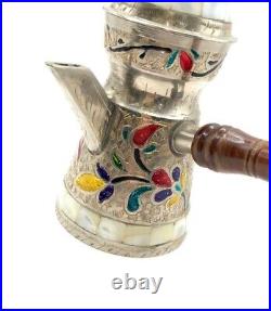 Handmade Islamic copper coffee pot with inlaid mother of pearl pieces