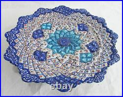 Handmade Persian Enamel Art Mina Kari Wall Hanging Plate & Vase Enamelled SET