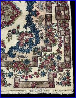 Handmade Vintage Wool Rug Middle Eastern Sarouk Design in Bold Colors 3'11 x 4'5