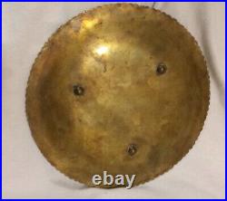 Heavy Brass 13-1/8 Persian Islamic Scalloped Geometric Art Platter Round Tray