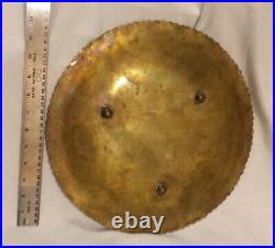 Heavy Brass 13-1/8 Persian Islamic Scalloped Geometric Art Platter Round Tray