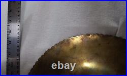 Heavy Brass 13-1/8 Persian Islamic Scalloped Geometric Art Platter Round Tray