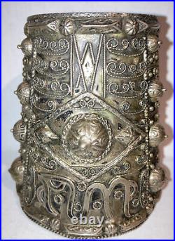Huge Antique 800 Silver Islamic Berber Cuff Arm Bracelet