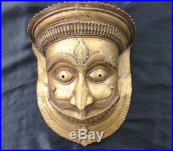 Huge Antique Bronze Asian Tibetan Thai Demon Bhutan Mask Tribal MetalTribe Deity