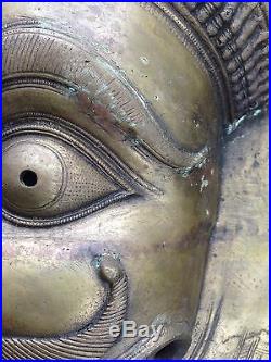 Huge Antique Bronze Asian Tibetan Thai Demon Bhutan Mask Tribal MetalTribe Deity
