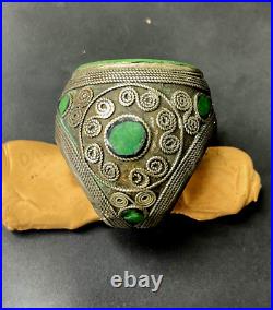 Huge Rare Antique Middle Eastern Or Persian Ring / Carved Pegasus Case