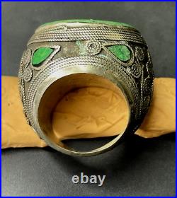 Huge Rare Antique Middle Eastern Or Persian Ring / Carved Pegasus Case