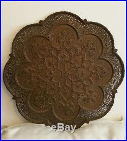 Huge antique ornate pierced copper tray persian kasmiri islamic eastern