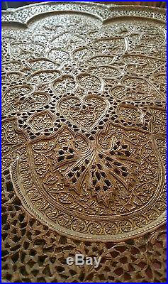 Huge antique ornate pierced copper tray persian kasmiri islamic eastern
