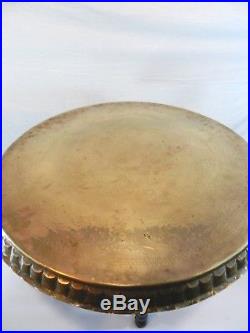ISLAMIC Brass Tray & Stand Hand Chased Handmade Arabic Persian Hammered 22.5