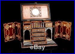 Impressive Large Antique Arab Cabinet Chest or Jewelry Box. Made Circa 1900