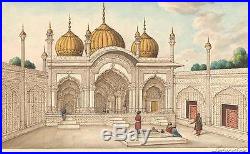Indian Miniature Painting Moti Masjid (Red Fort), Mughal, 1840 Pearl Mosque
