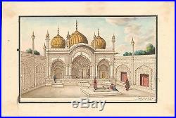 Indian Miniature Painting Moti Masjid (Red Fort), Mughal, 1840 Pearl Mosque