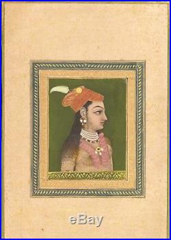 Indian Miniature Painting Nur Jahan, Mughal, 1740 Islamic Portrait
