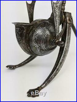 Indo Islamic Koftgari Silver & Gold Damascene Scribes Inkwell 19th Century