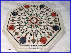 Indo persian ANTIQUE OLD inlaid stone marble pietra dura Hexagonal disc top