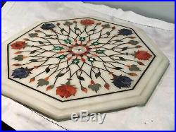 Indo persian ANTIQUE OLD inlaid stone marble pietra dura Hexagonal disc top