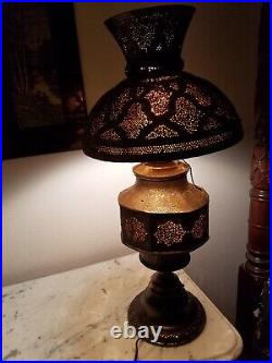 Intricate Engraved Pierced Brass Mid Eastern Turkey Morocco Brass Lamp