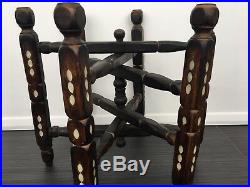 Islamic Brass Wire Inlay Tray Table Stand Cairoware Moorish MO Pearl Persian