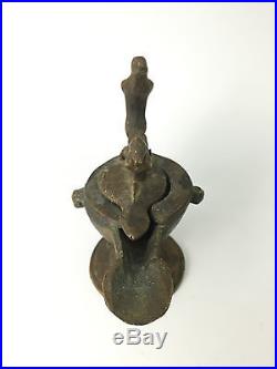 Islamic Bronze Khorasan Oil Lamp with Birds & Engraved Arabic Writings