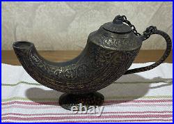 Islamic Cast Bronze Oil Lamp Calligraphy Very Interesting
